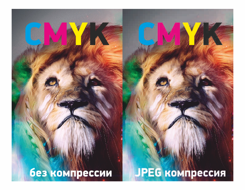 Слева — изображение без компрессии, справа — то же изображение, но испорченное компрессией